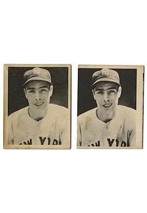1939 Joe DiMaggio Play Ball Cards - Black & White, One w Red “Sample” On Back (2)