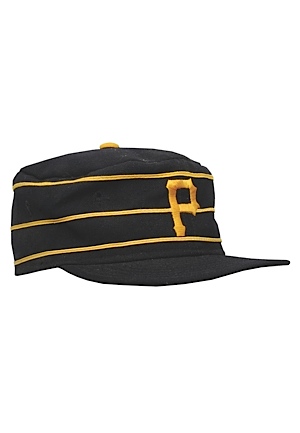 Late 1970s Willie Stargell Pittsburgh Pirates Game-Used Yellow Pillbox Cap & 1983 Mike Easler Pittsburgh Pirates Game-Used Black Pillbox Cap (2)