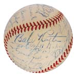 9/28/1947 Old-Timers’ Game at Yankee Stadium – Historic Baseball Signed by Nineteen Hall of Famers Including Ruth, Cobb, Foxx and Cy Young (Full JSA LOA)