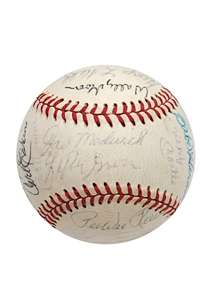 1970s Old Timers Game Autographed Baseball with Mantle & Other HOFers (JSA)