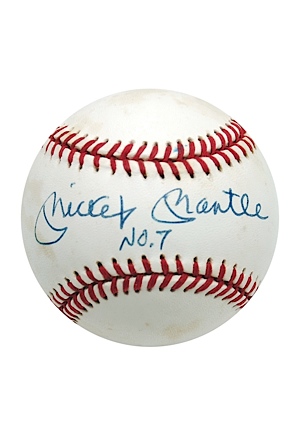 Mickey Mantle Single-Signed Baseball Inscribed "No. 7" (JSA)