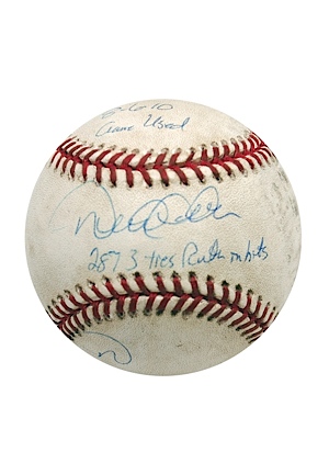 8/6/2010 Derek Jeter NY Yankees Game-Used & Autographed Baseball Inscribed "2873 Ties Ruth in Hits" (JSA) (MLB & Steiner Holograms)