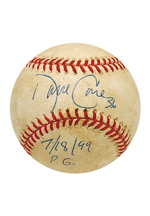 7/18/1999 David Cone NY Yankees Game-Used & Autographed Baseball From His Perfect Game (JSA)