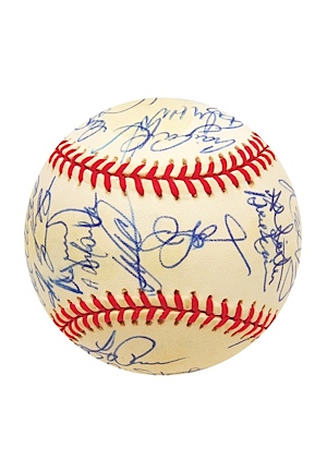 1997 Florida Marlins World Championship Team Autographed Baseball (JSA)