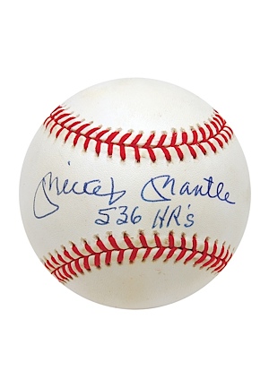 Mickey Mantle Single-Signed Baseball Inscribed "536 HRs" (JSA)