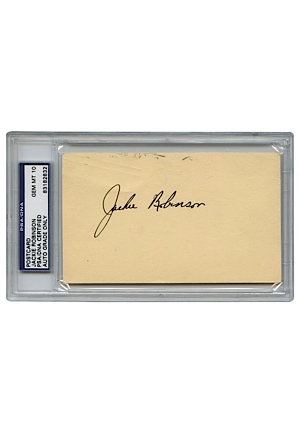 Jackie Robinson Autographed Postcard (JSA) (GEM MT 10)