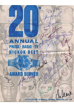 1969 Tom Seaver, Joe Louis & Others Autographed Hickok Belt Award Program with Tie Clasp (2) (Full JSA LOA)