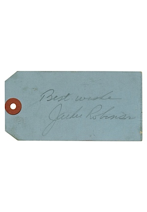8/5/1966 Jackie Robinson Autographed Yale Golf Course Tag (JSA)