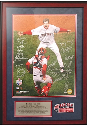 Framed 2007 Boston Red Sox World Championship Team Autographed Photo (JSA)