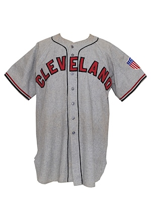 1945 Jim McDonnell Cleveland Indians Game-Used Road Flannel Jersey with Pants (2)