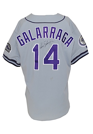 1993 Andres Galarraga Colorado Rockies Game-Used & Autographed Road Jersey with 1993-97 Game-Used Bat & Cap (3) (JSA) (PSA/DNA)