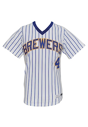 1982 Paul Molitor Milwaukee Brewers Game-Used & Autographed Home Uniform with Spikes (4) (JSA)