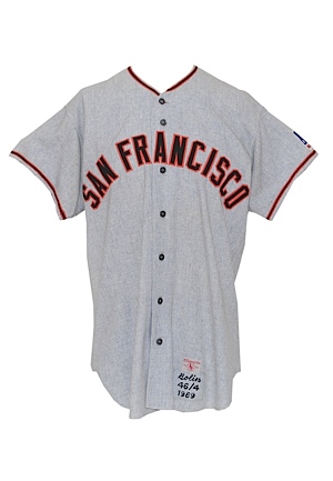 1959 Curt Barclay SF Giants Game-Used Home Flannel Jersey & 1969 Bob Bolin SF Giants Game-Used Road Flannel Jersey (2)