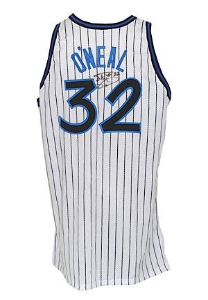 1994-95 Shaquille ONeal Orlando Magic Game-Used & Autographed Home Jersey (Great Provenance) (JSA)