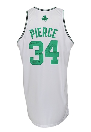 11/09/2007 Paul Pierce Boston Celtics Game-Used & Autographed Home Jersey (JSA) (Equipment Manager Documentation) (UDA LOA) (Championship Season)