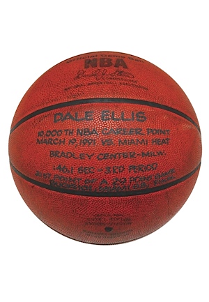 3/19/1991 Dale Ellis Milwaukee Bucks 10,000th Career Point Game Basketball (Ellis LOA)
