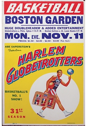 Original 1957 Harlem Globetrotters & Boston Celtics Poster