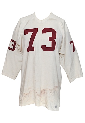 Circa 1971 John Hannah University of Alabama Crimson Tide Game-Used Road Jersey (Team Repairs)