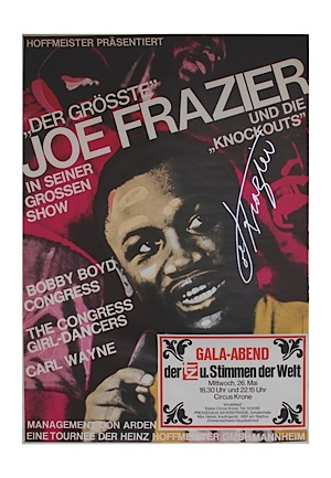 Late 1970s Joe Frazier Autographed German Concert Poster with 45 Record (2) (JSA) (Agent LOA)