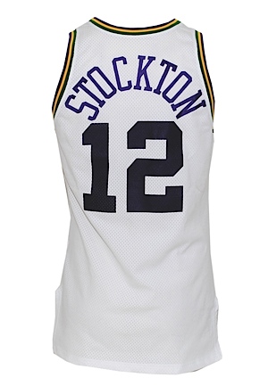 1992-93 John Stockton Utah Jazz Game-Used Home Jersey (Great Provenance)