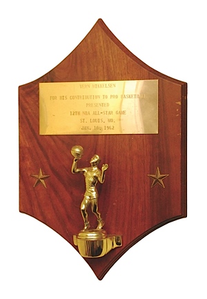 1/16/1962 Vern Mikkelsen 12th NBA All-Star Game Award (Mikkelsen LOA)