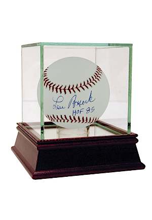 Lou Brock Autographed MLB Baseball w/ "HOF 85" Insc. (MLB Auth)