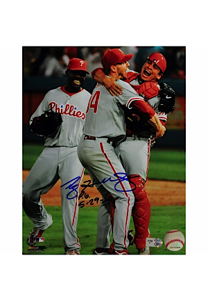 Roy Halladay Autographed "PG 5-29-10" Perfect Game Vertical 8x10 Photo (MLB Auth)