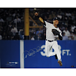 Derek Jeter Jump Throw Pinstripe Jersey Horizontal 16x20 Photo (MLB Auth)