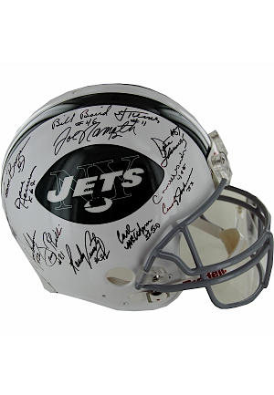 1969 New York Jets Team Signed Authentic Helmet (25 Sigs) (Steiner COA) (Comes with a letter listing names)