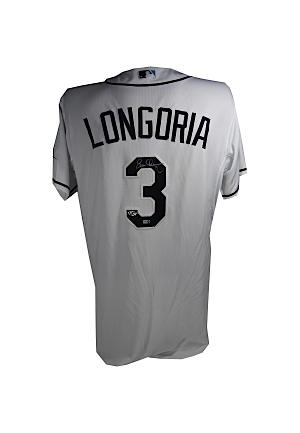 Evan Longoria Autographed Rays Authentic White Cool Base Jersey (MLB Auth)