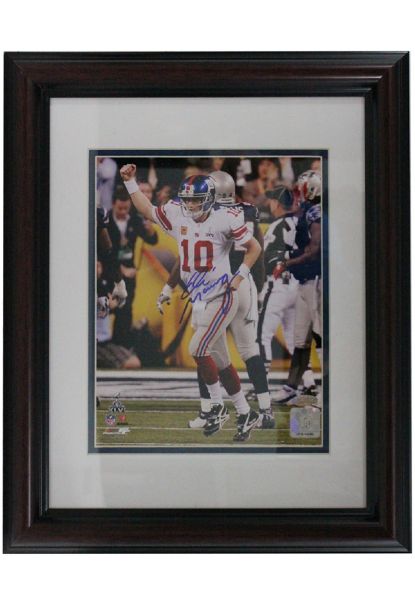 Eli Manning Signed Super Bowl XLVI Celebration Vertical Framed 8"x10" Photo (Steiner COA)