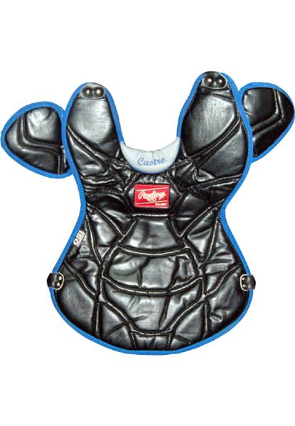 Ramon Castro #11 2007 Mets Game Used Catchers Leather Chest Protector Black/Blue/Grey (Steiner Sports COA)