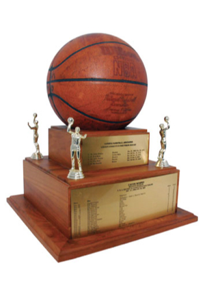 Calvin Murphy NBA Most Consecutive Free Throws Streak Trophy with Game-Used & Team Signed Basketball (JSA)(Murphy LOA)