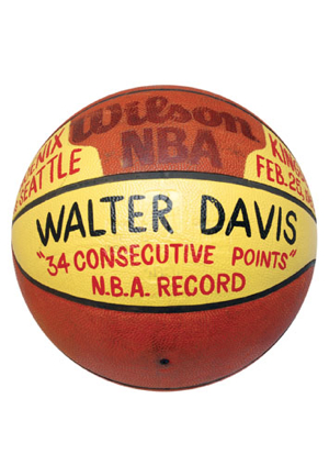 2/25/1983 Walter Davis Phoenix Suns "34 Consecutive Points - NBA Record" Game-Used Basketball