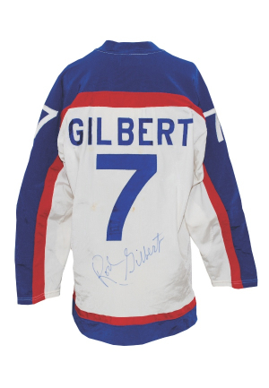 1977-78 Rod Gilbert NY Rangers Game-Used & Autographed Road Jersey (JSA)(Casey Samuelson LOA)(Rare Style)(Photomatch)                                                                                   