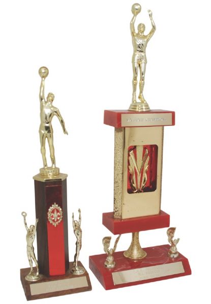 1972-73 Moses Malone Petersburg High School State Champions Trophy & 1972-73 Moses Malone Petersburg High School All-American Trophy (2)(Family LOA)