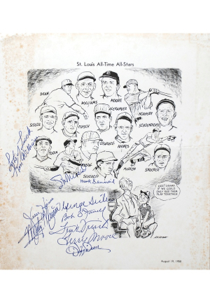 1/20/1958 Inaugural Baseball Writers Dinner in St. Louis Program/Ticket with Autographed Piece (3)(JSA)