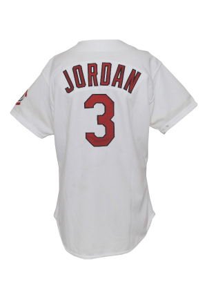 1996 Brian Jordan St. Louis Cardinals Game-Used & Autographed Home Jersey (JSA)