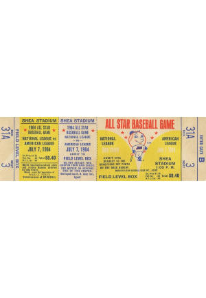 1964 MLB All-Star Game at Shea Stadium Full Ticket (Mint)(Rare)