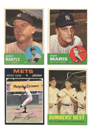 Lot of Topps 1963 Mantle & Maris Cards with 1971 Nolan Ryan (4)