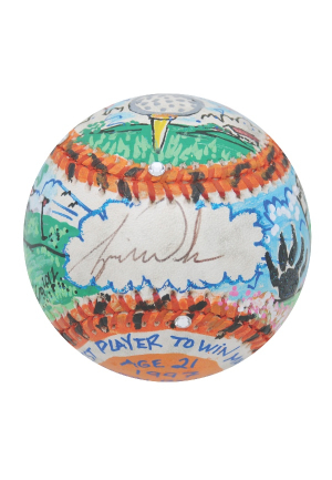 2012 Tiger Woods Autographed Charles Fazzino Artwork Baseball (Full JSA LOA)