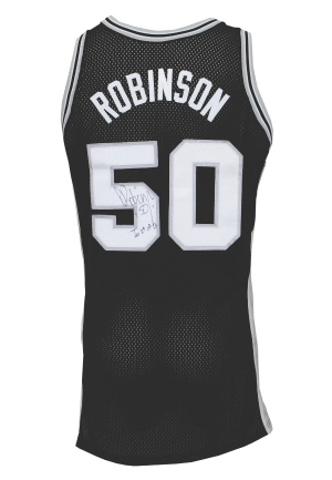 1995-96 David Robinson San Antonio Spurs Game-Used & Autographed Road Jersey (JSA)