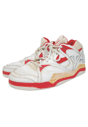 Circa 1989 Moses Malone Atlanta Hawks Game-Used & Autographed Sneakers (JSA)