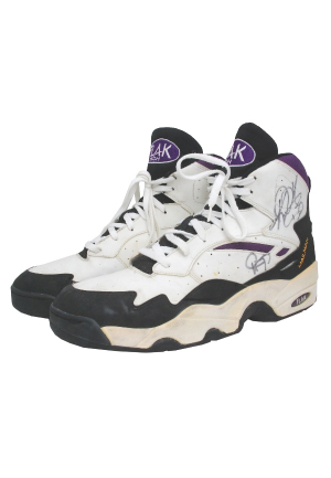 Circa 1994 Karl Malone Utah Jazz Game-Used & Autographed Sneakers (Dale Ellis LOA)(JSA)