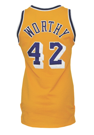 1989-90 James Worthy Los Angeles Lakers Game-Used Home Jersey