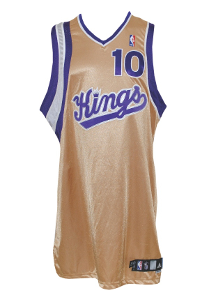 2006-07 Mike Bibby Sacramento Kings Game-Used & Autographed Gold Alternate Jersey (JSA)