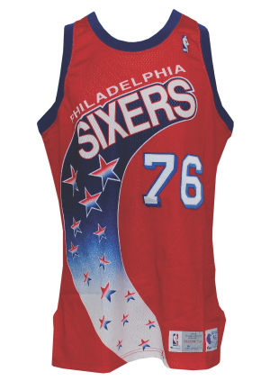 1992-93 Shawn Bradley Philadelphia 76ers Game-Used & Autographed Road Jersey (JSA)