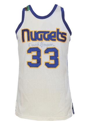 1980-81 David Thompson Denver Nuggets Game-Used & Autographed Home Uniform (2)(Rare Armband)(JSA)