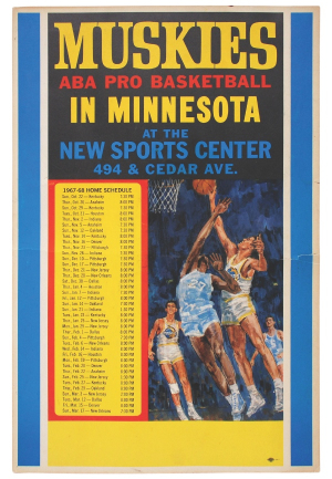 1967-68 Minnesota Muskies Team Schedule Poster (Inaugural Season)