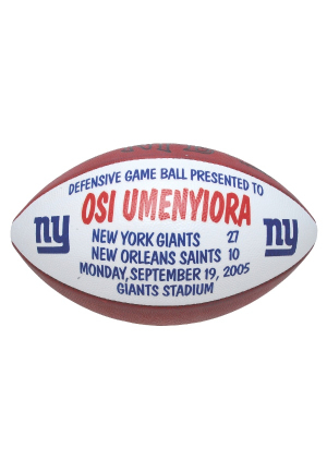 9/19/2005 Osi Umenyiora New York Giants Defensive Game Ball
